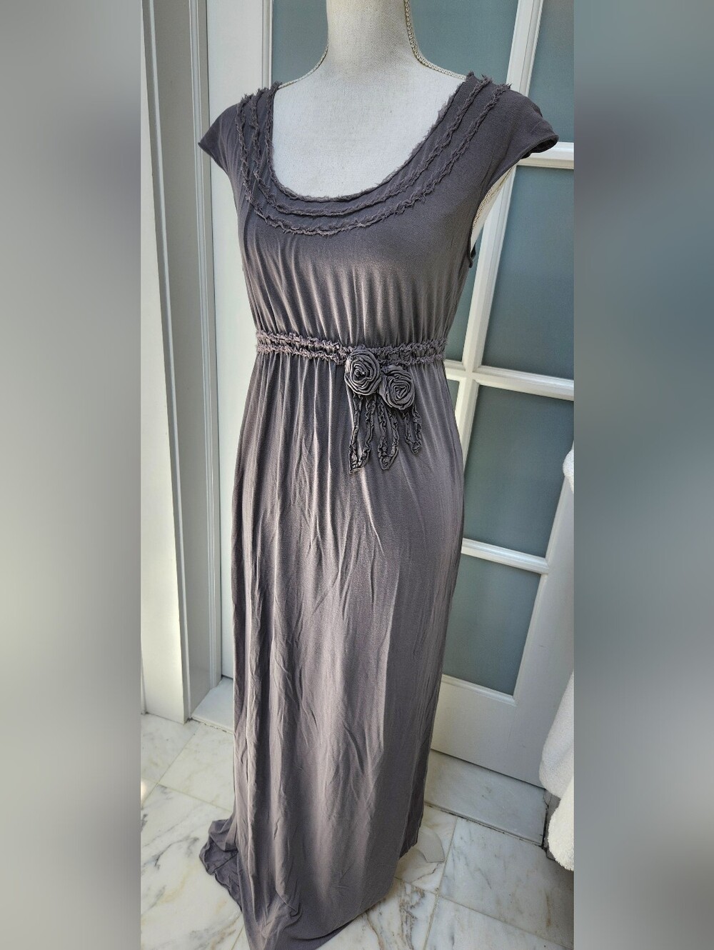 MAX STUDIO Grey Jersey Maxi Dress EUC